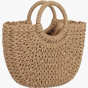 Straw Handbag Handwoven Lined Purse Tote Women's Bag New